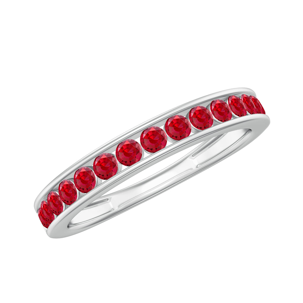 925 Sterling Silver Channel Setting Ruby Ring S352