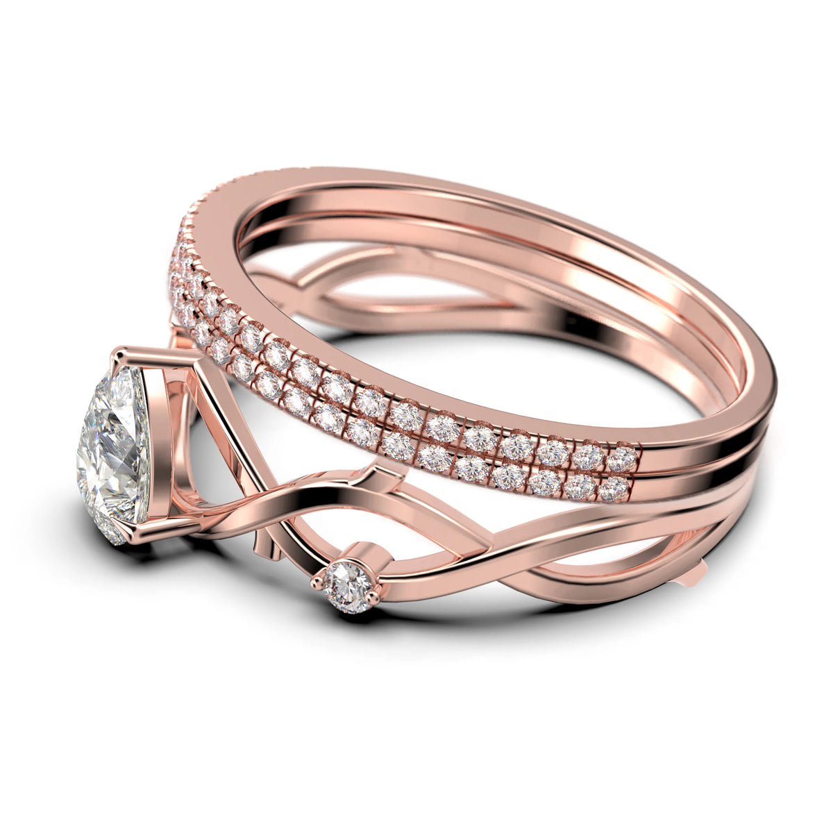 2.10 Carat Pear Cut Moissanite Engagement Ring in 925 Sterling Silver with 18k Rose Gold Plating U473