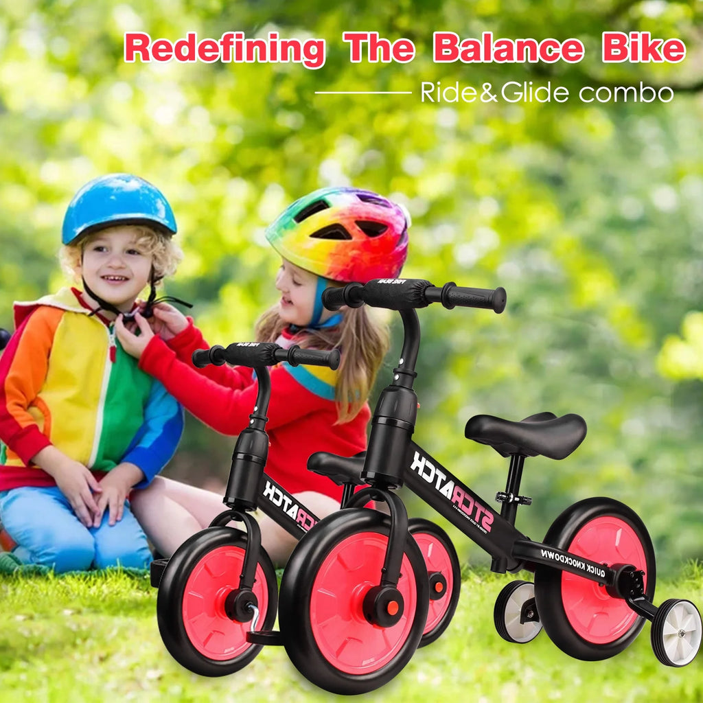 4 in 1 Lightweight Kids Balance Bike with Pedals and Training Wheels K299