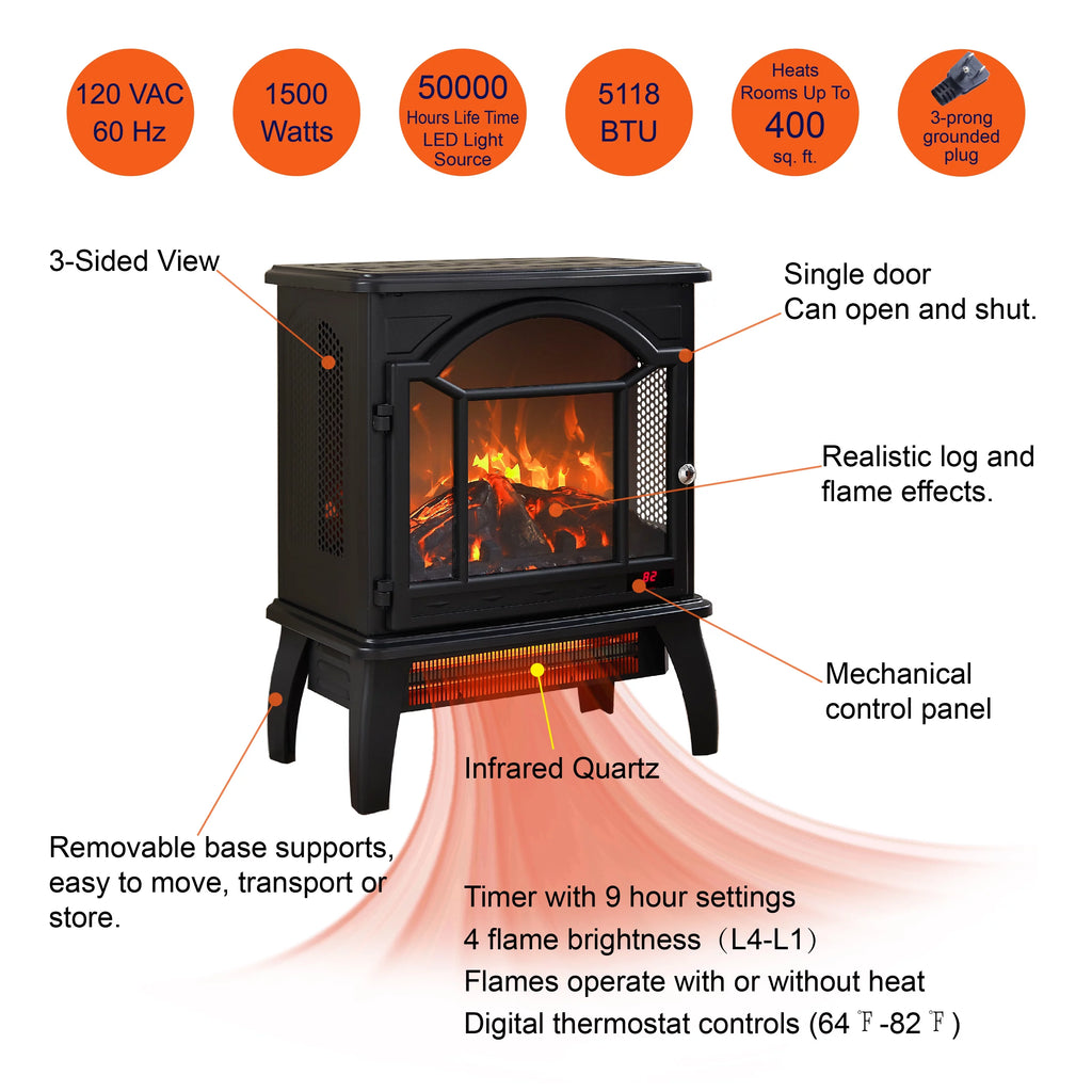 18" Electric Fireplace Stove with Remote Control M167040