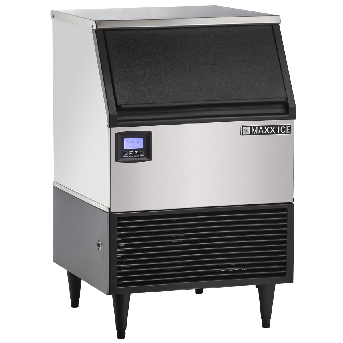 Self-Contained Ice Machine, 150 lbs, Half Dice Ice Cubes, 75 lb Built-in Ice Storage Bin, Stainless Steel with Black Trim W452