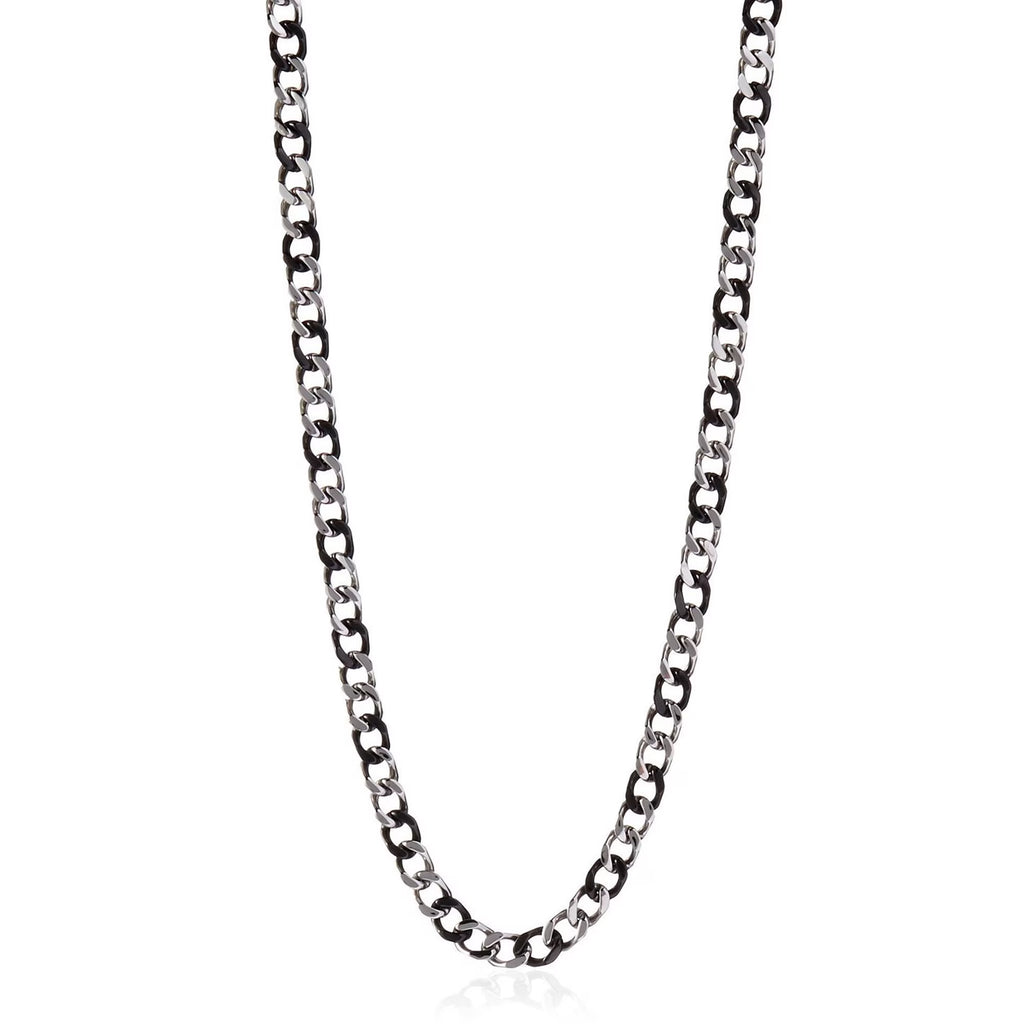 Black and Natural Steel Curb Link Chain, 24" P7827