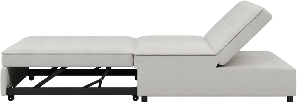 White 4-in-1 Folding Ottoman Bed with Storage Pocket and USB Port K2033