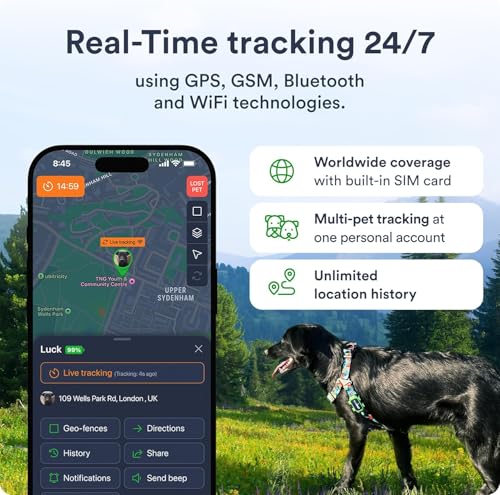 GPS Tracker Collar with App, Waterproof, 4-Month Subscription Included R826