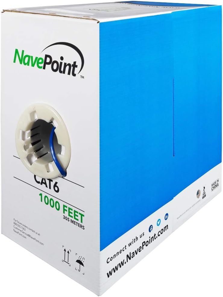 Cat6 1000ft Blue Solid Bulk Ethernet Cable Q613424