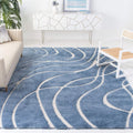 Light Blue & Cream 8'6" x 12' Area Rug Z5293