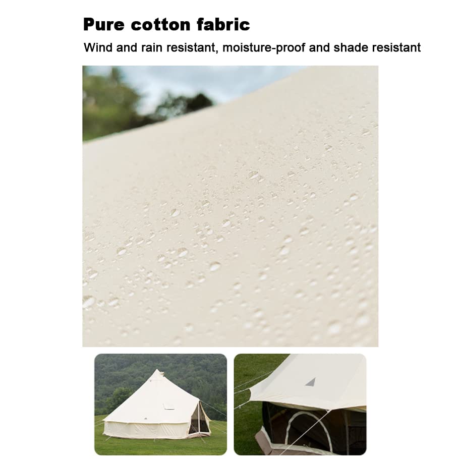 Canvas Bell Tent with Stove Jack, 4 Season Waterproof Tent I646494
