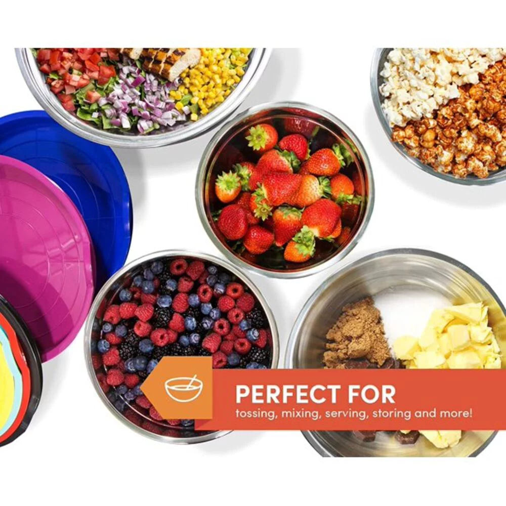 Silicone Stainless Steel Mixing Bowl Set 12 Pieces E9823