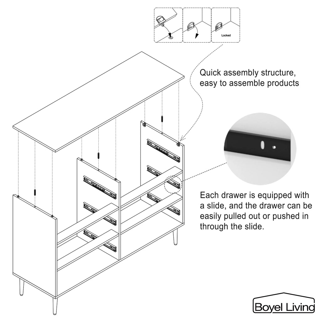 6 Drawer MDF Wood Dresser J919