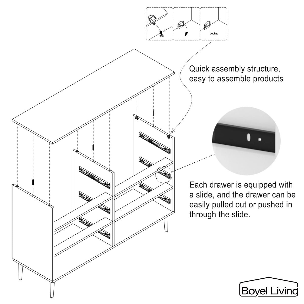 6 Drawer MDF Wood Dresser J919