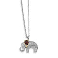 Sterling Silver Garnet Diamond Elephant Necklace O91780