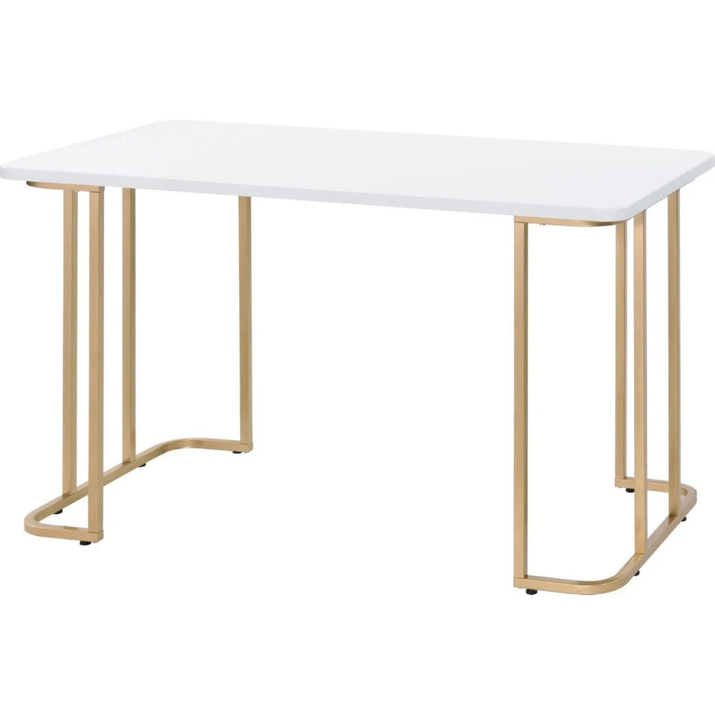 White Writing Desk with Metal Sled Base A1503