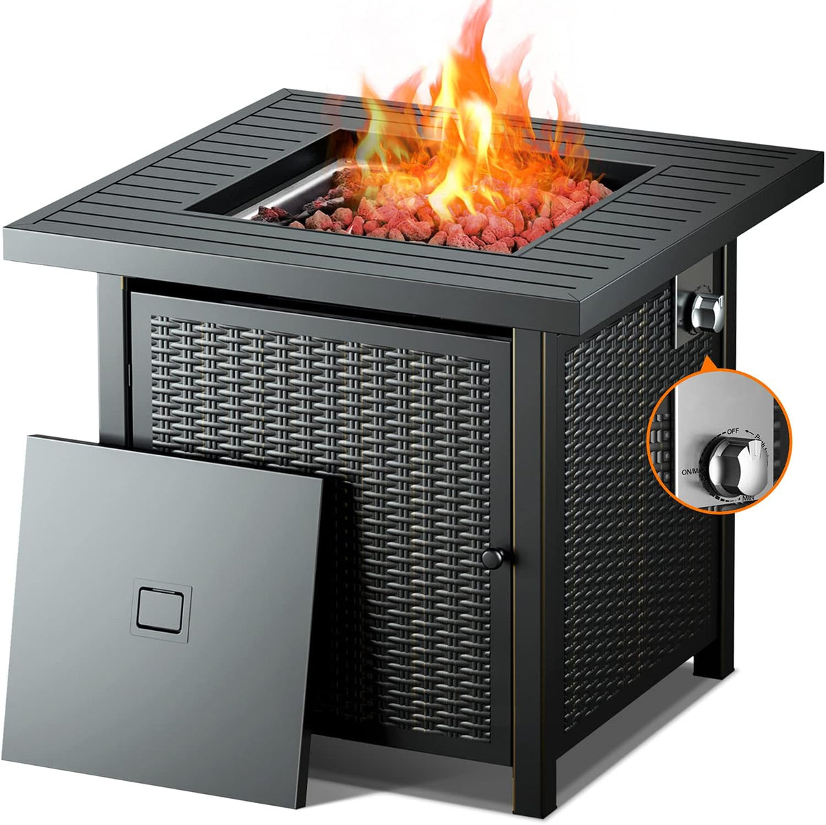 28 Inch 50,000 BTU Propane Gas Fire Pit Table with Lid O6870