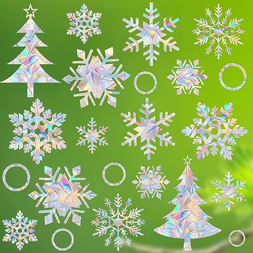 Snowflake Window Decals, Non-Adhesive Prismatic Window Clings, 20 pcs B229