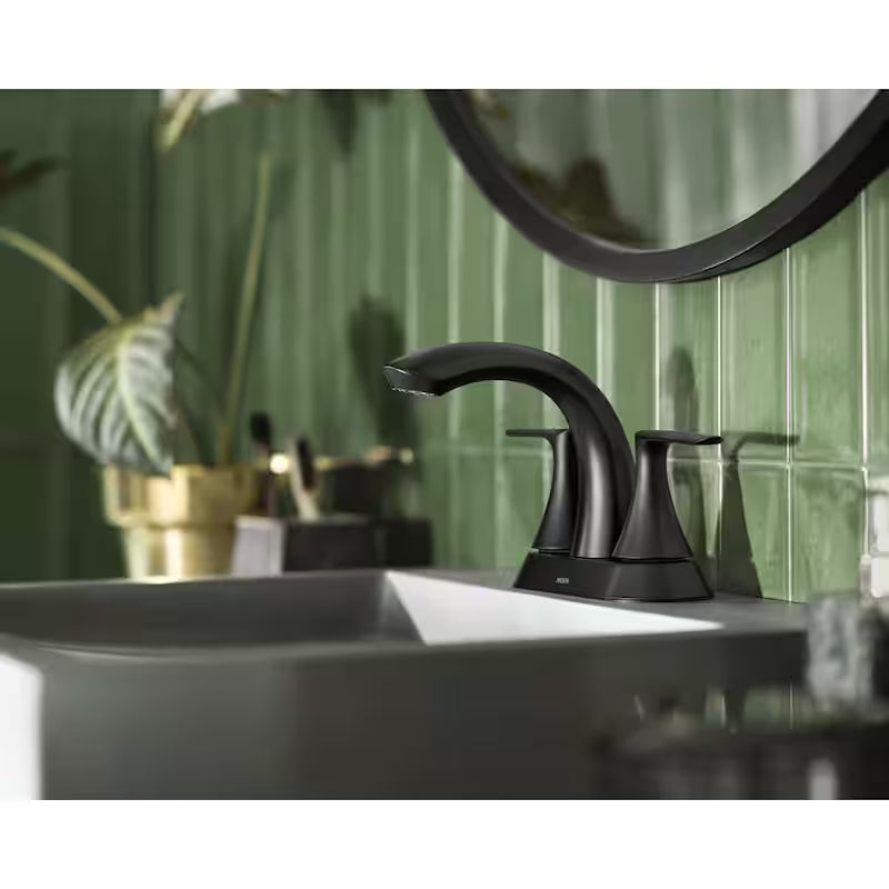 4 in. Centerset Double-Handle Bathroom Faucet Matte Black P5551