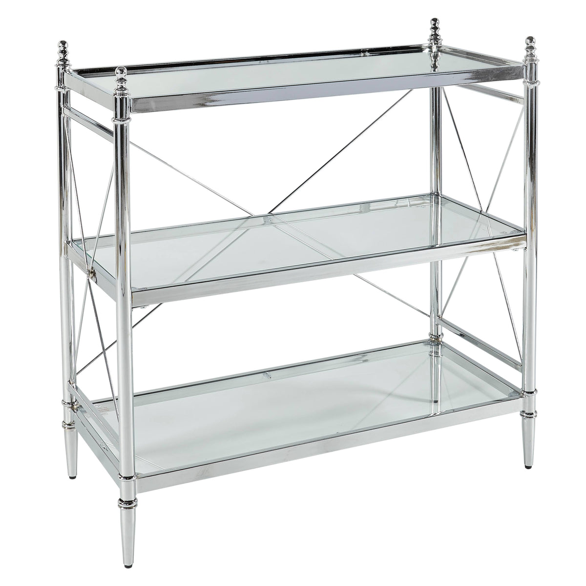 Chrome and Glass Floor Console X91896