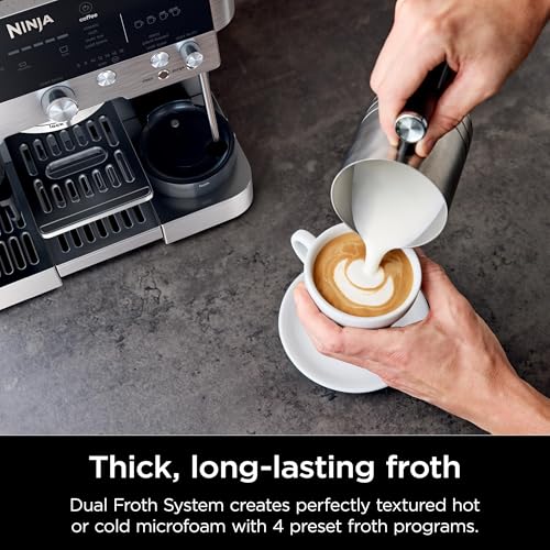 Stainless Steel Espresso Machine and Drip Coffee Maker with Integrated Coffee Grinder and Milk Frother D44176