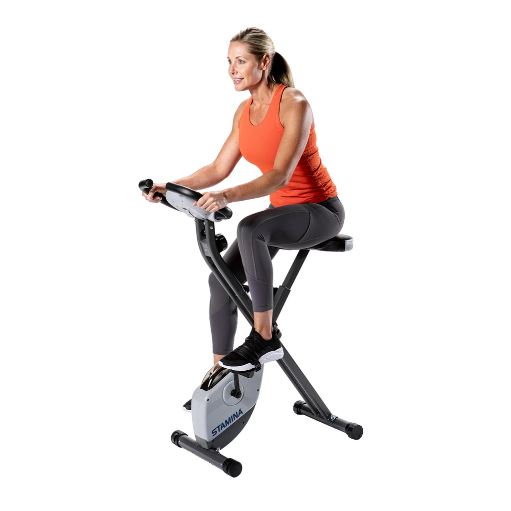 Folding Upright Exercise Bike with Padded Seat R419480