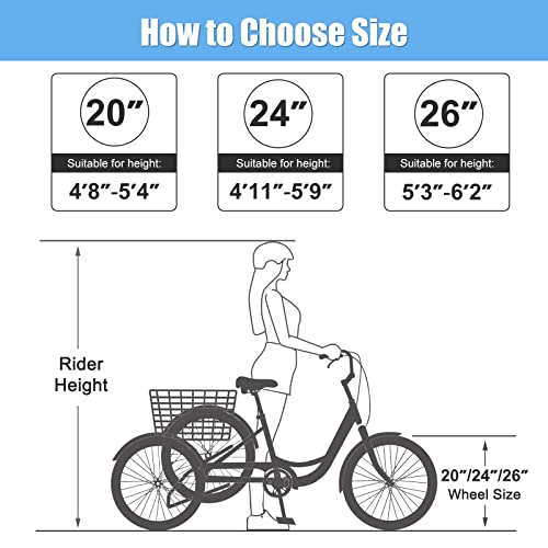 7 Speed 3 Wheel Tricycle with Shopping Basket S3636