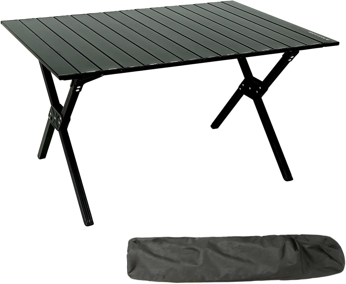 Black Aluminum Folding Camping Table 48x24 in Pack of 2 H681303