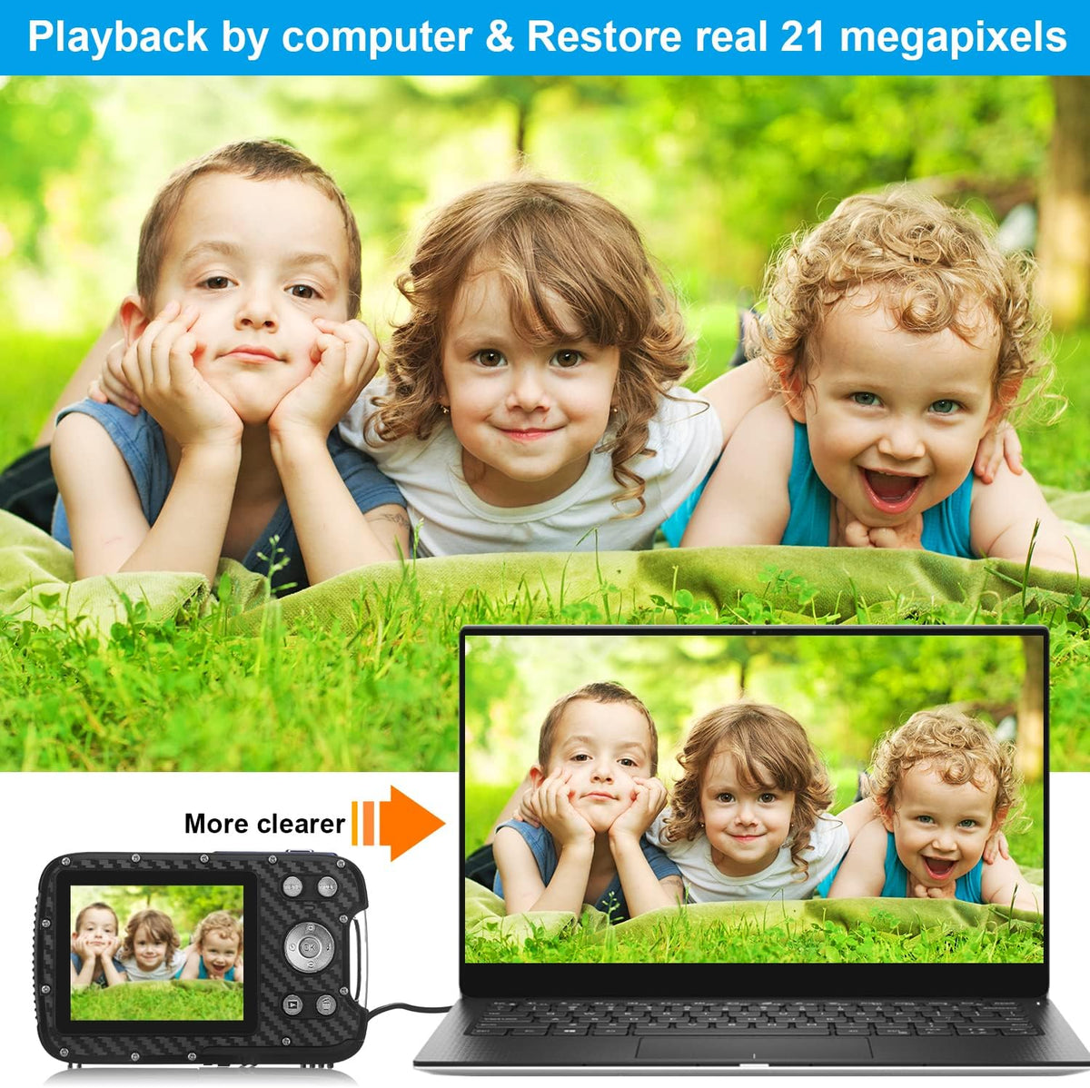 Waterproof 1080P 21MP Digital Camera with 2.8 LCD Screen 8X Zoom G9917