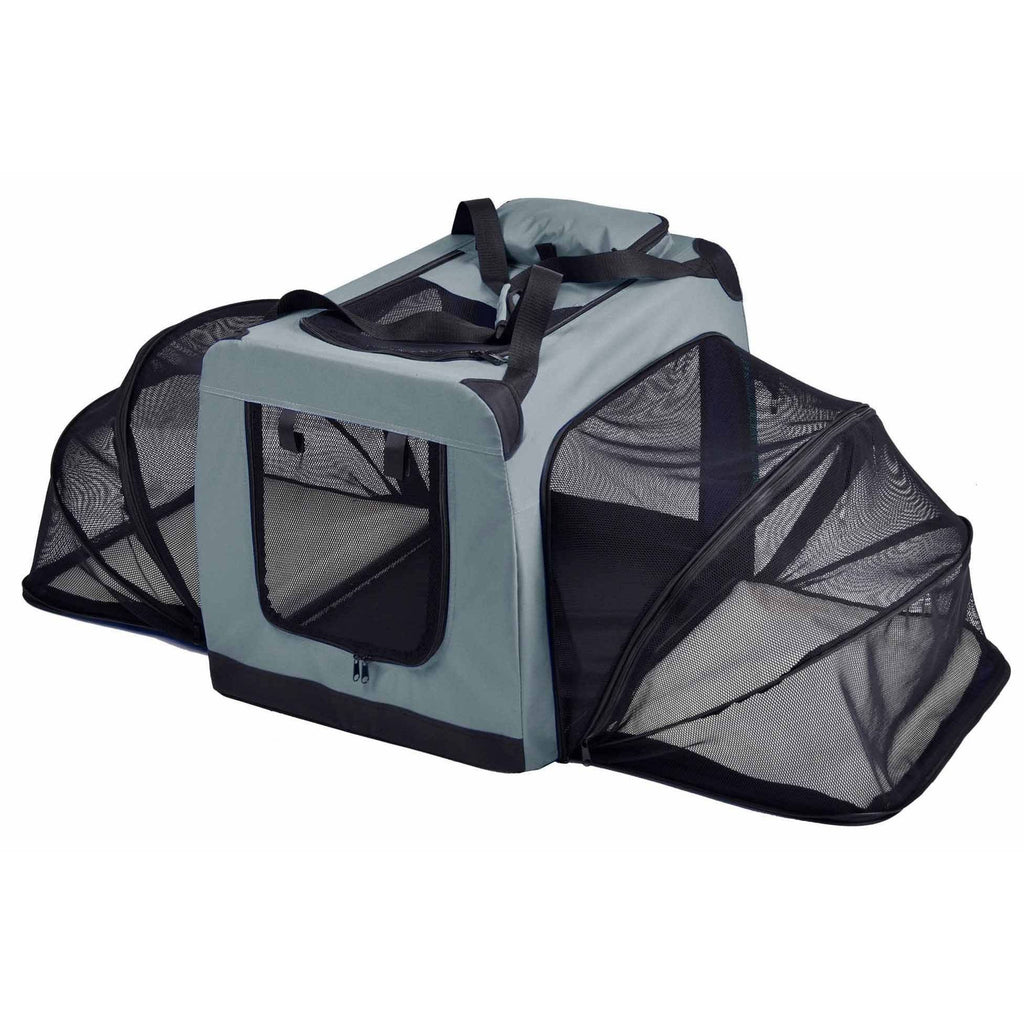 Grey Metal Framed Soft-Folding Dog Crate L8038