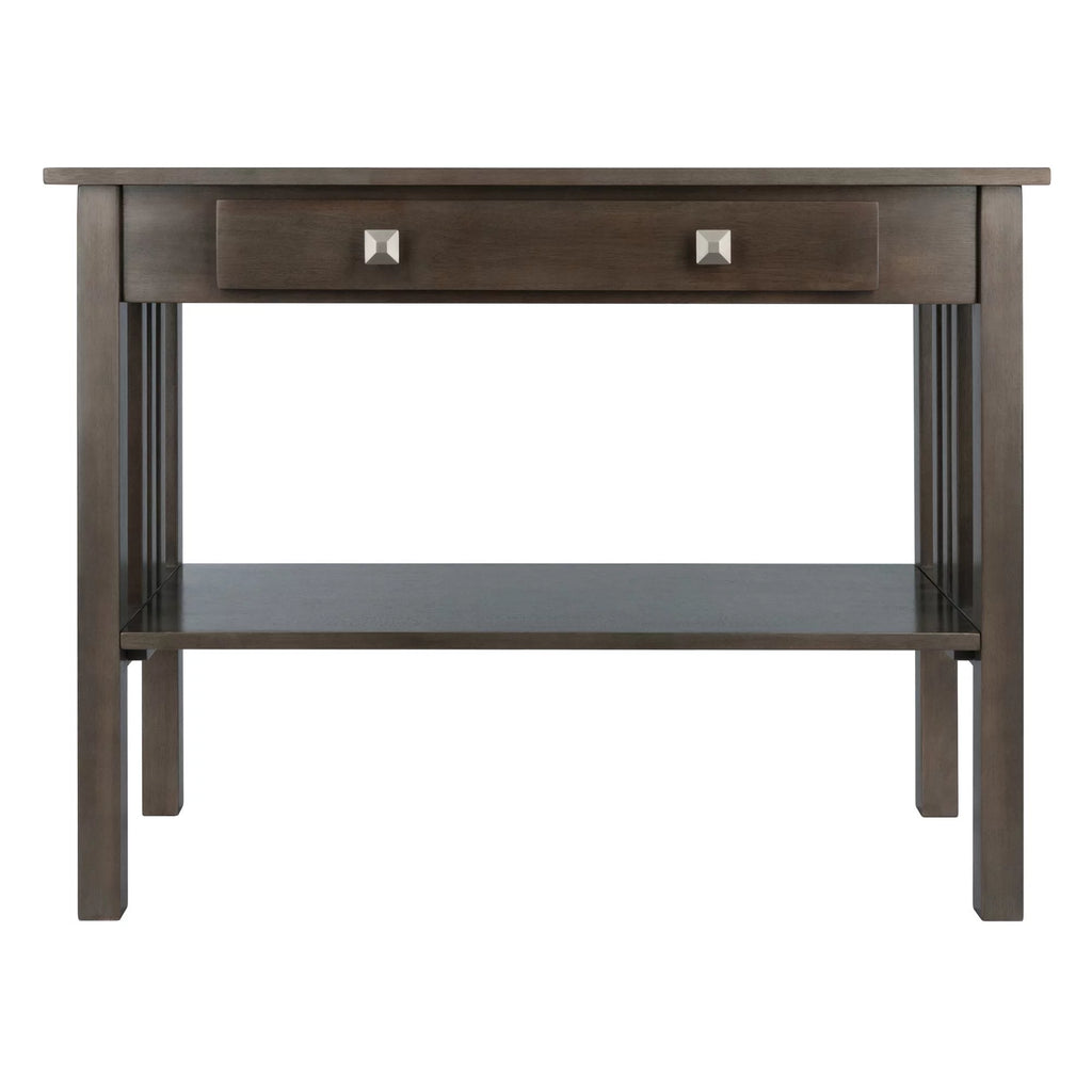 40" Oyster Gray and Silver Contemporary Solid Console Table G6299