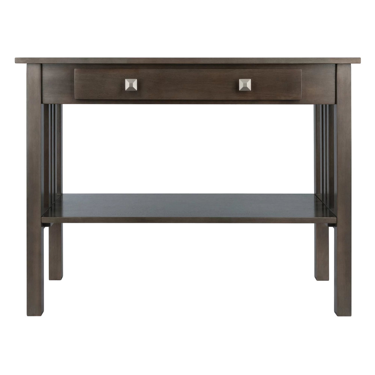 40" Oyster Gray and Silver Contemporary Solid Console Table G6299