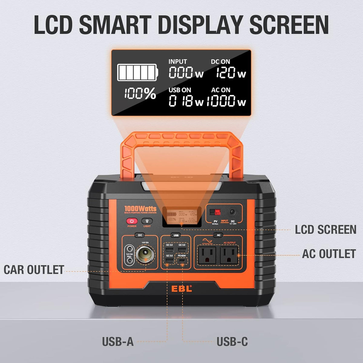 Portable Power Station 1000W 999Wh Solar Generator X250822