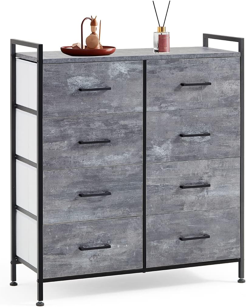 8 Drawer Wood Dresser with Metal Frame J4177