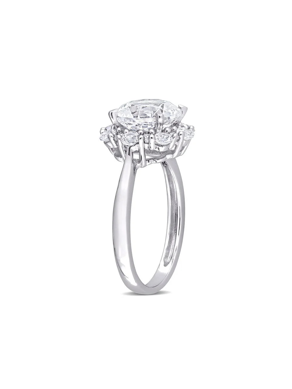 10K White Gold Lab-Created White Sapphire Halo Engagement Ring U900