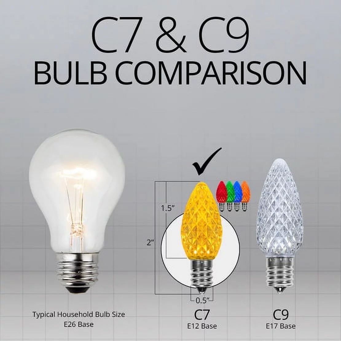 Multicolor LED Christmas Lights Replacement Bulbs, Pack of 25 J298890