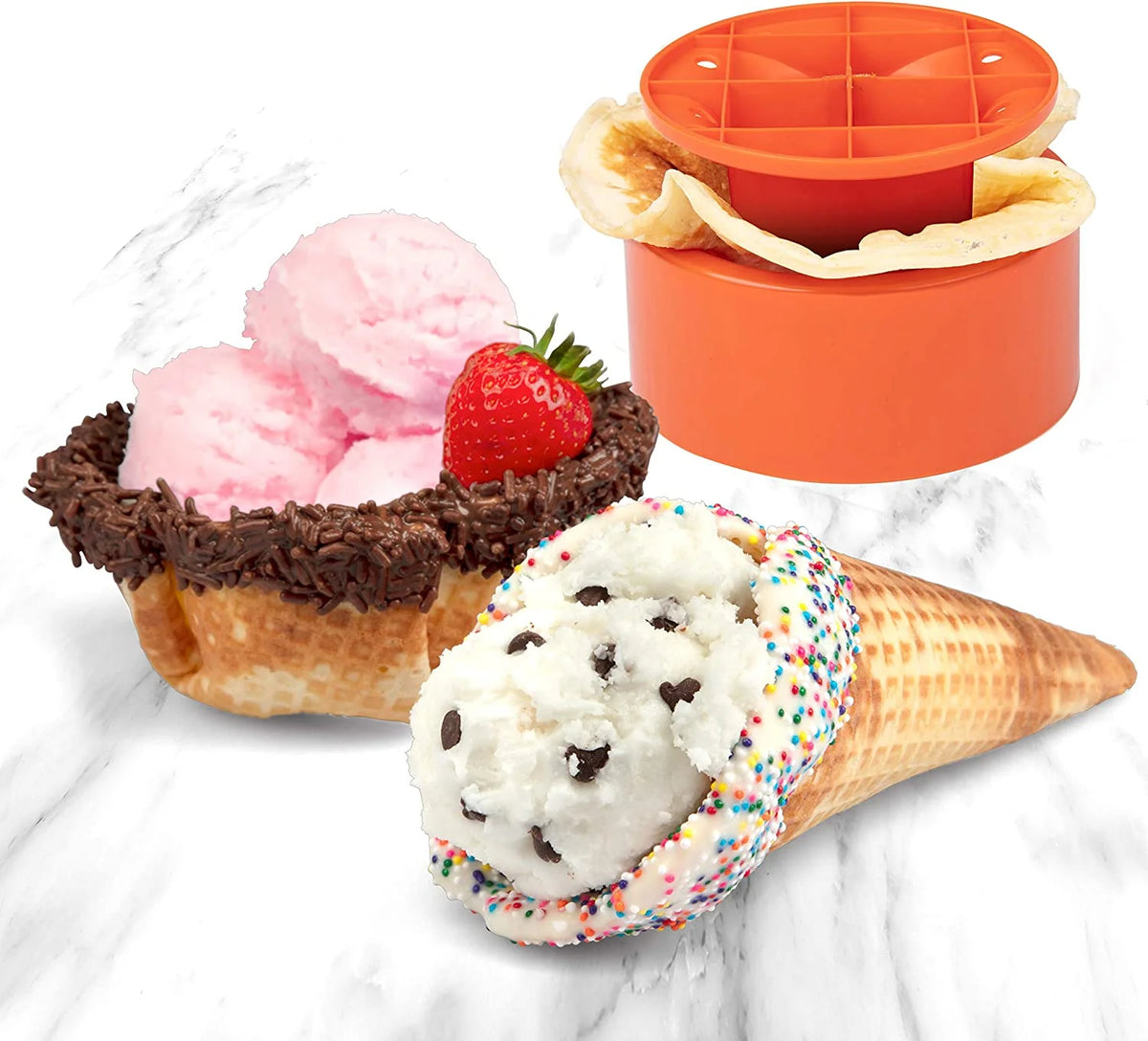 Waffle Cone and Bowl Maker with Shaper Roller and Bowl Press N87112