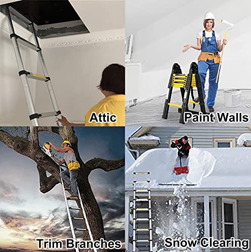 Silver Telesextension Ladder, 6.6/8.5/9.5/10.5Ft/12.5/13.5/14.4/15.4/16.7/18/19.4/20/22/23.3 Feet Y5092