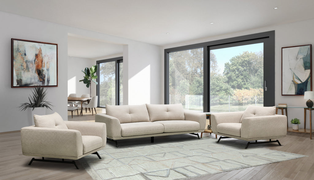 Cream 3-pc Fabric Sofa and 2 Chairs Set K894949