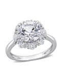 10K White Gold Lab-Created White Sapphire Halo Engagement Ring U900