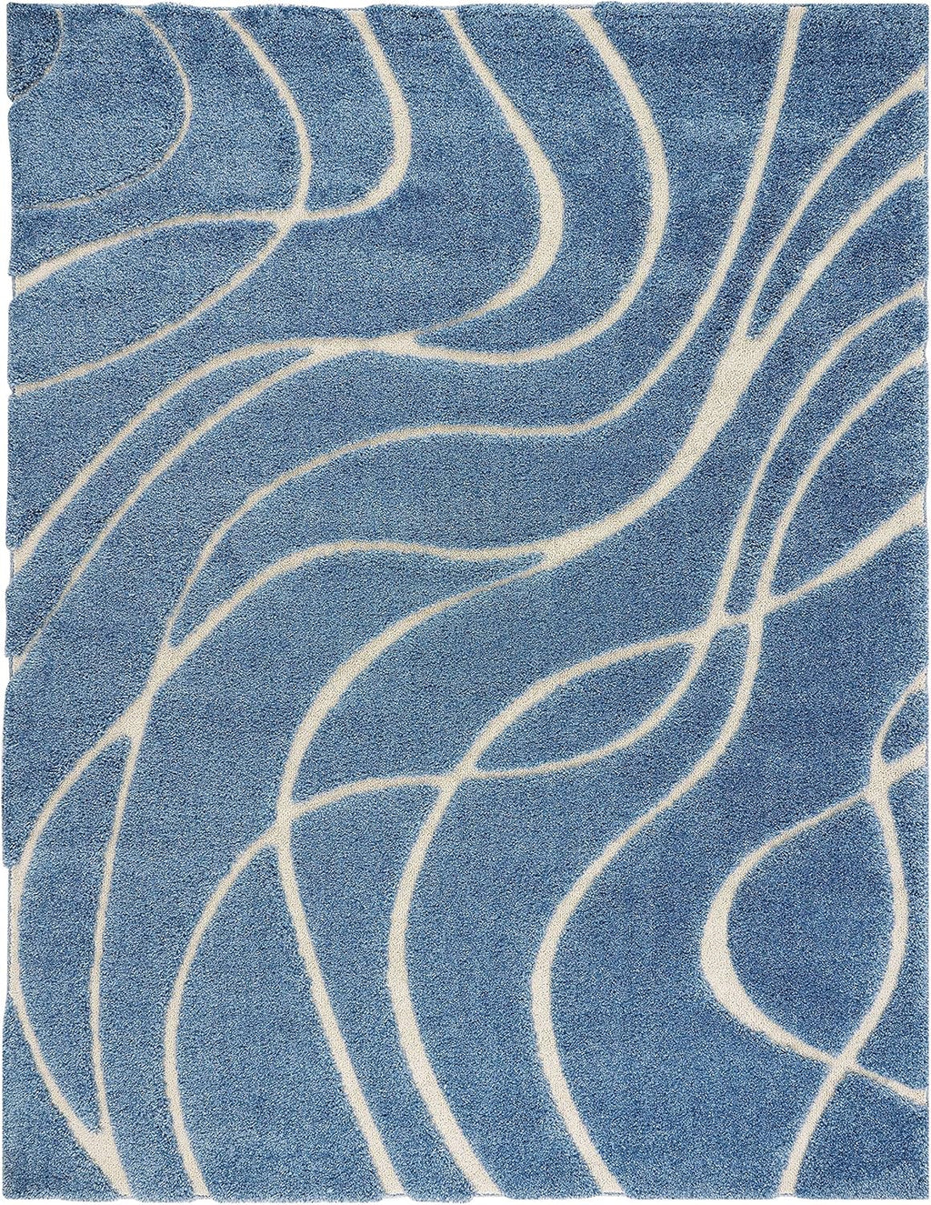 Light Blue & Cream 8'6" x 12' Area Rug Z5293