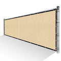 Beige Privacy Fence Screen HDPE Mesh Windscreen with Reinforced Grommets J184438
