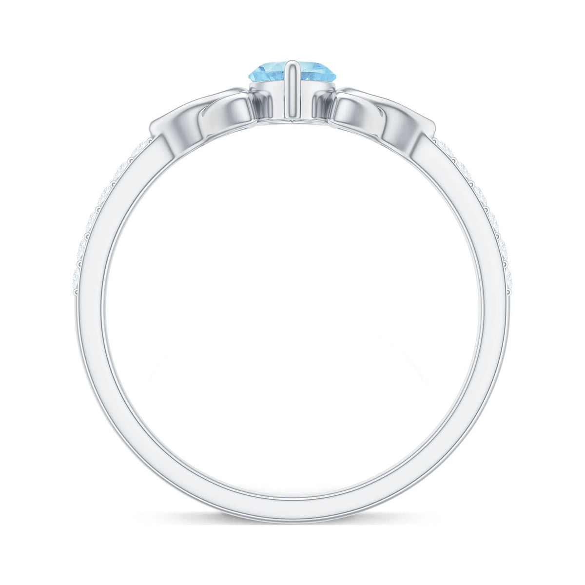 Aquamarine Celtic Ring with Diamond - 925 Sterling Silver Z7984