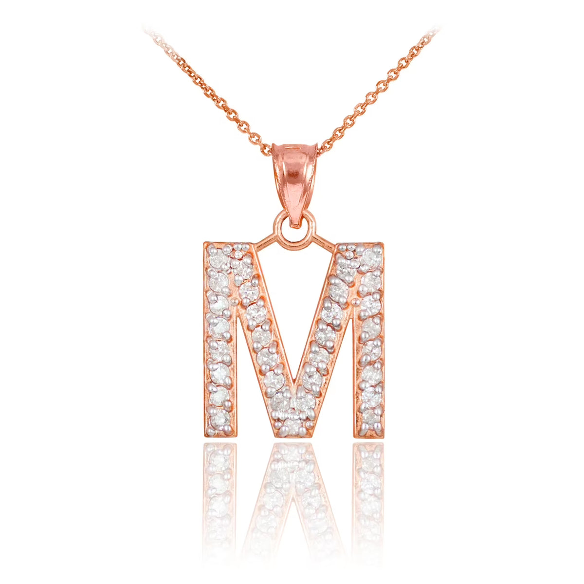 10K Diamond Monogram Pendant Necklace O790