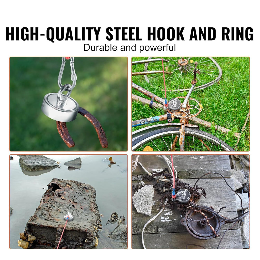 1200 LBS Double Sided Neodymium Magnet Fishing Kit with 65 FT Rope N76643