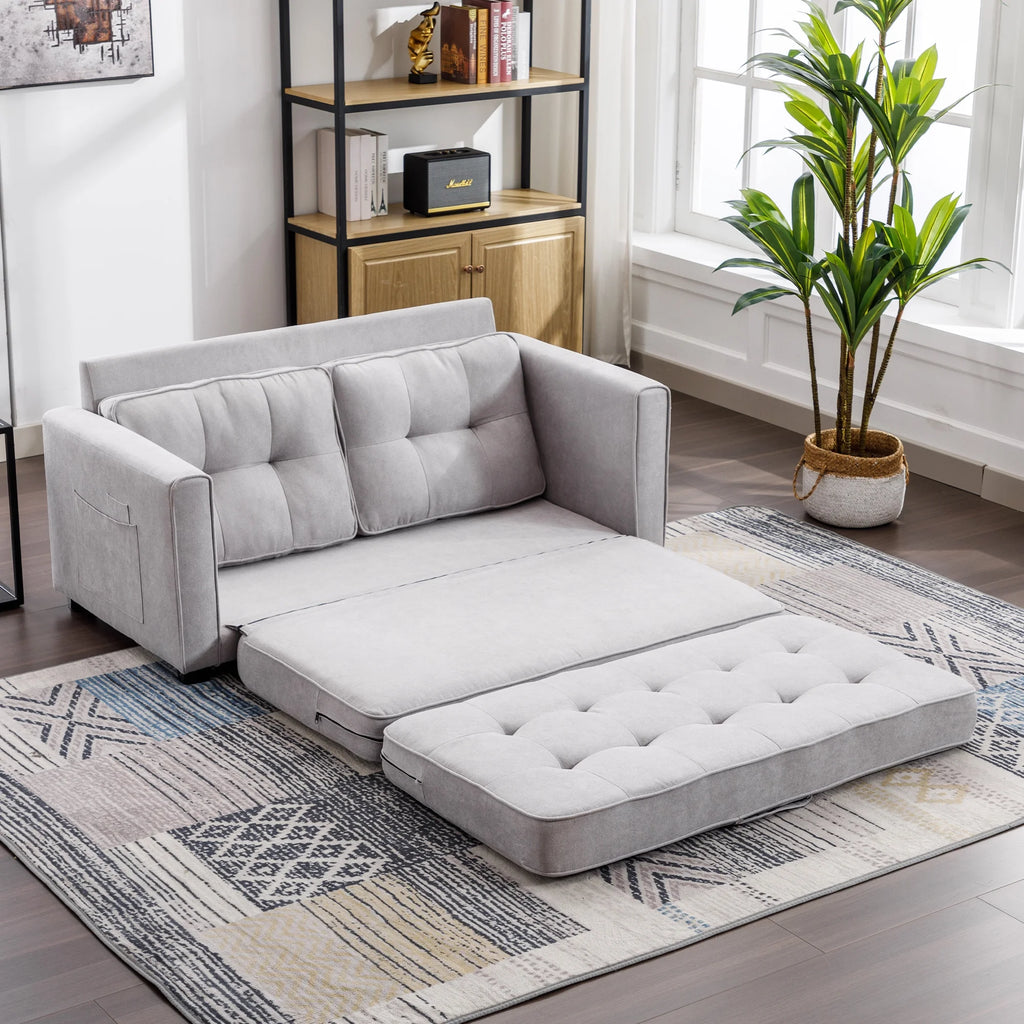 Grey Upholstered Loveseat Sofa with Pull-Out Bed U790