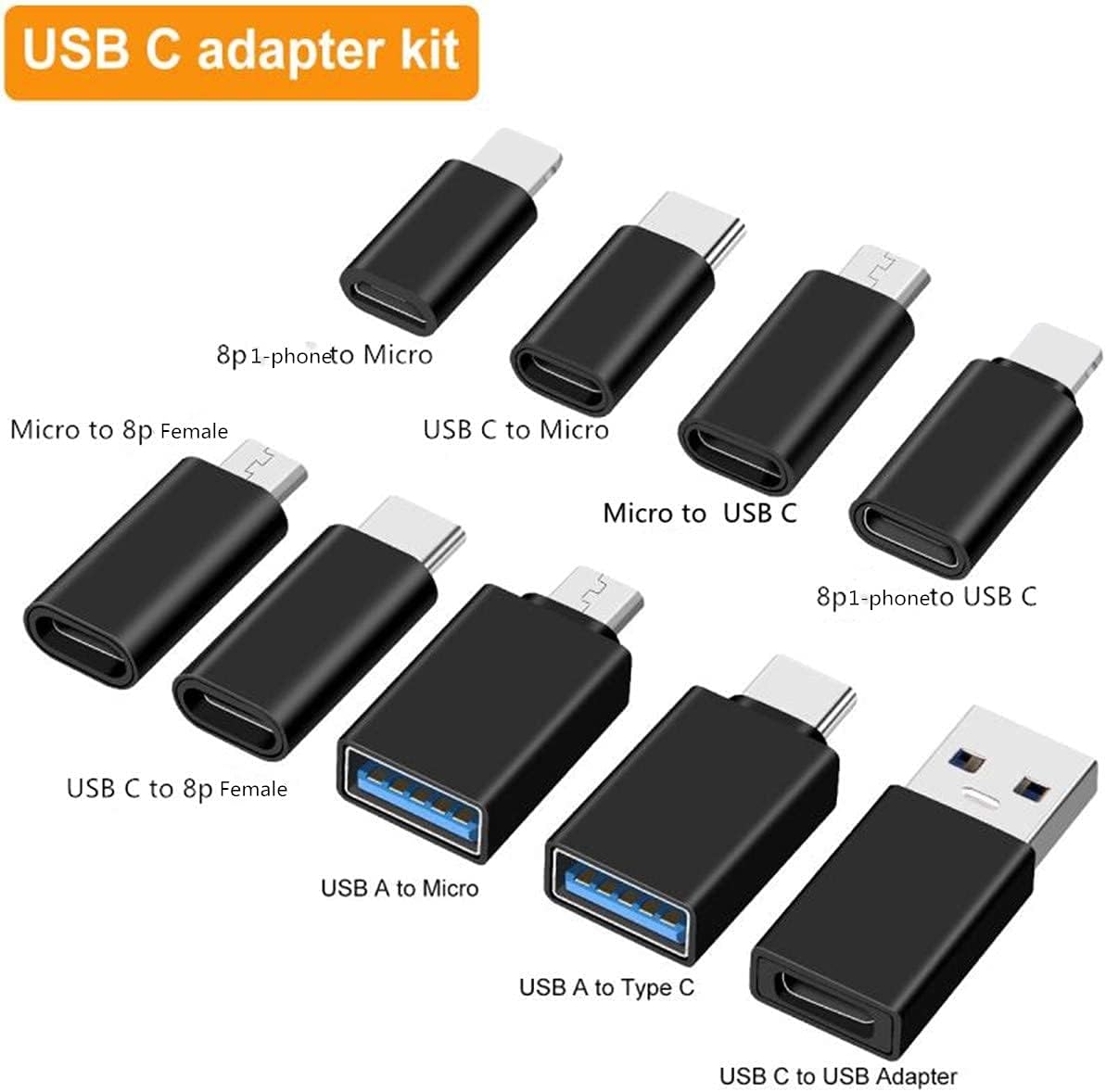 10 Piece Type C Adapter Kit with Travel Case J113281