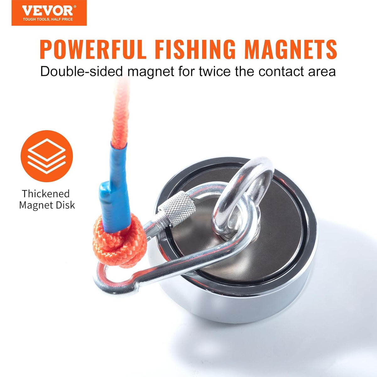 1200 LBS Double Sided Neodymium Magnet Fishing Kit with 65 FT Rope N76643