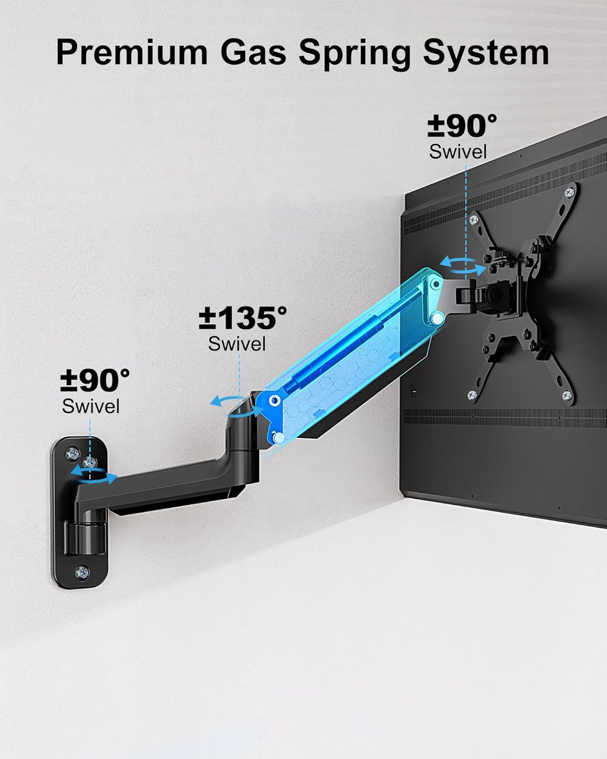 Monitor Wall Mount for Max 35 Inch Screen, Full Motion Gas Spring Arm R67511