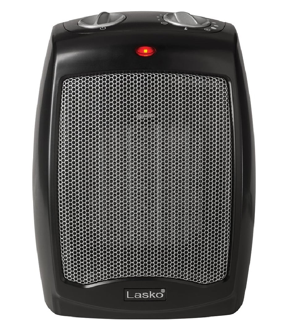 Black Ceramic Heater with Adjustable Thermostat A134
