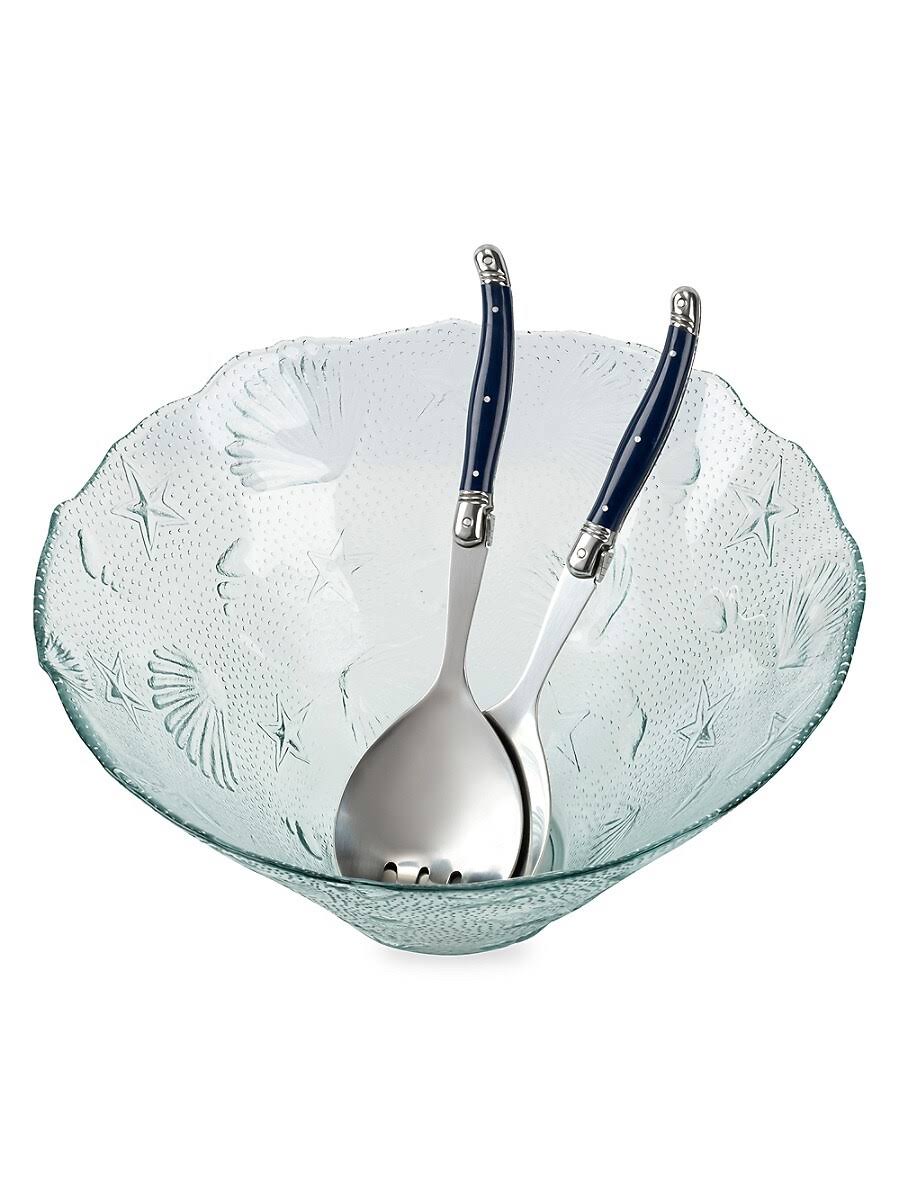 Recycled Glass 3-Piece Salad Bowl & Salad Servers Set H688114