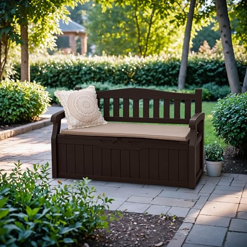 80 Gallon Storage Bench Deck Box Lockable Black F829135