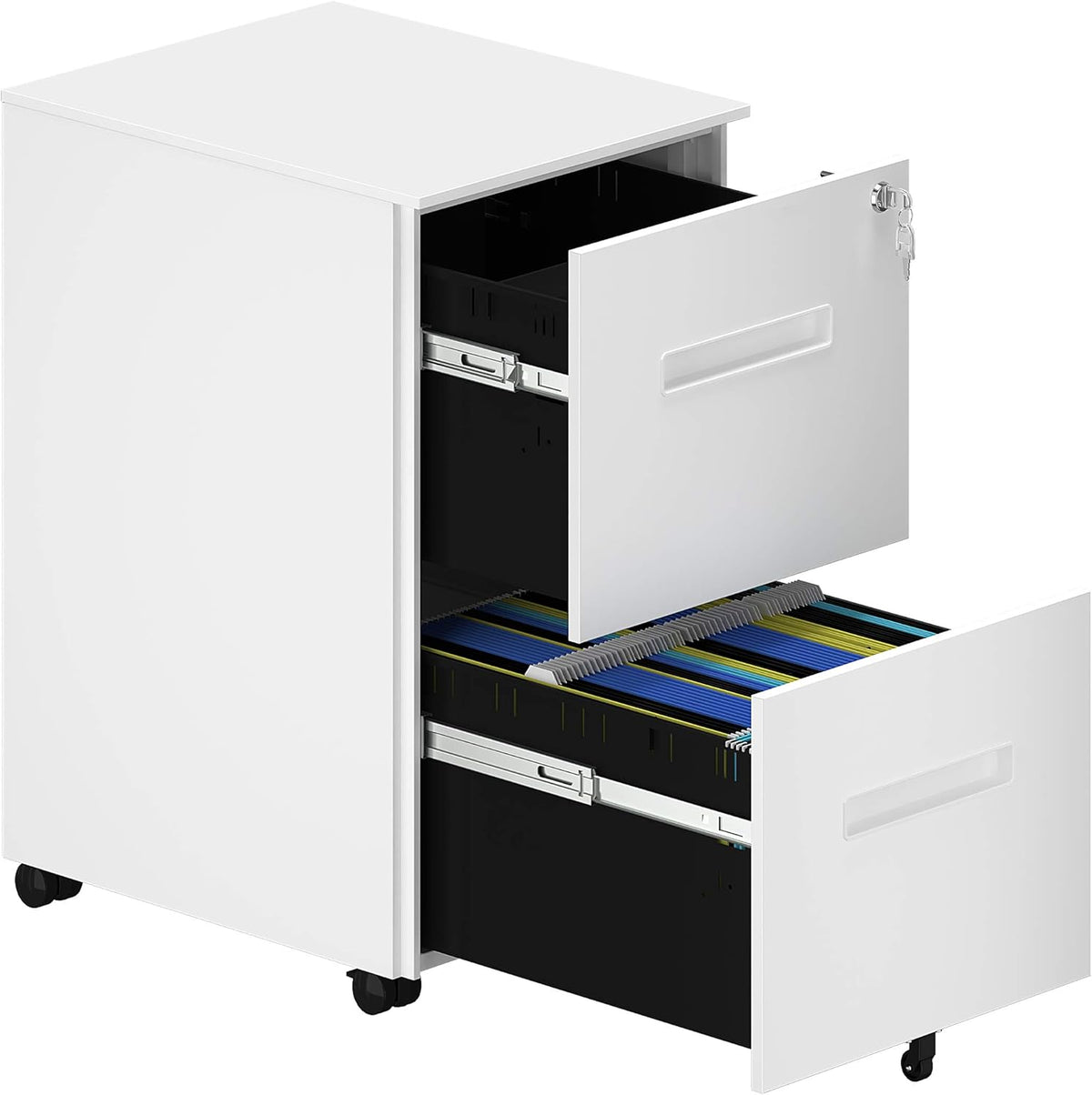 Gray and White 2-Drawer Metal File Cabinet S334201