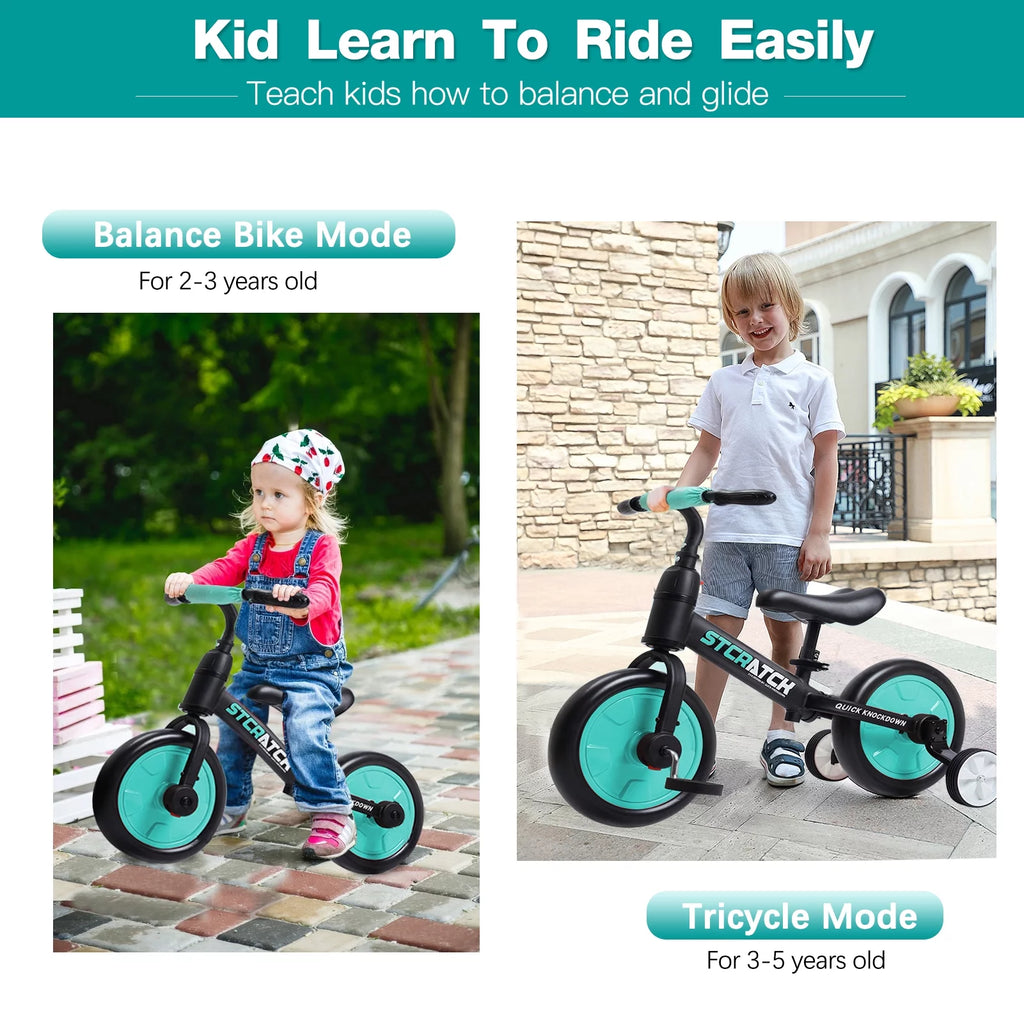 4 in 1 Lightweight Kids Balance Bike with Pedals and Training Wheels K299